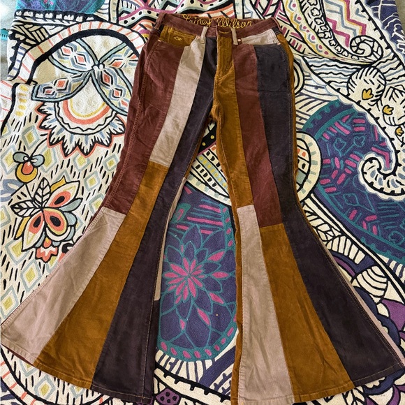 Wrangler Patchwork Flare Pants - Brown and Tan - Picture 2 of 7